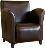 Wholesale Interiors A-81-001-DK-BRN Flavius Leather Accent Chair in Dark Brown, Durable polyurethane coated leather, Hardwood frame, High density foam padding, Rubber webbing interior support, Elegant panel stitching on the back and side, 16.5" Seat Height, 18.9" Inside Depth, 27.6" Arm Height, UPC 878445003623 (A81001DKBRN A-81-001-DK-BRN A 81 001 DK BRN) 