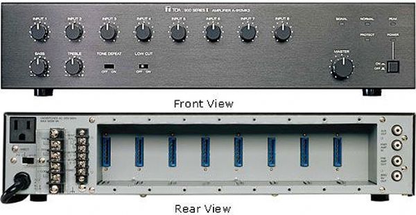 TOA Electronics A-906MK2 Mixer/Amplifier - 8-CH, 60 Wrms Power Amplifier, Modular design for fast and easy custom configurations; 1 module slot; 25V; 70V and 4/8 ohm speaker outputs, Rackmount MB-25B sold separately (A906MK2 A 906MK2)