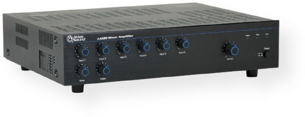 Atlas Sound AA120 Mixer Amplifier, 120W Output Power, 10 k ohm Input Impedance, 50Hz - 20kHz Frequency Response, Extensive muting and output options, Bridge in/out for combining amplifiers without relays, VCA control, 5 mic/line phantom power inputs and 1 stereo AUX input, Low cut filter, 300W Power Consumption, Pre out/power amp in for patching of external processors (AA120 AA-120 AA 120)