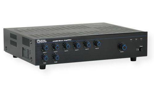 Atlas Sound AA120 6 Input, 120 Watt mixer amplifier; Powerful 120 Watt amplifier engineered with unique features to assist the contractor or installer in todays commercial business audio environment; 5 microphone or line inputs with phantom power and 1 stereo summing aux input; UPC 612079182961 (AA120 AA-120 ATLASAA120 ATLASAA-120 AMPLIFIERAA120 AMPLIFIER-AA120)