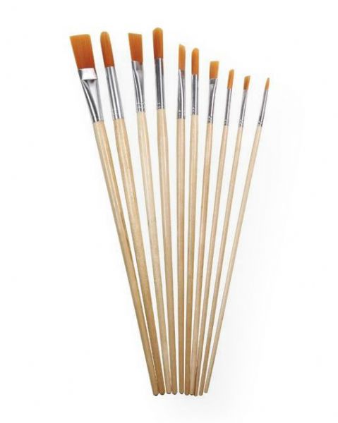 Heritage Arts ABP104 10-Piece Long Handle Acrylic Brush Value Set; Value set includes 10 long handle acrylic brushes with golden taklon bristles: flats in 2, 6, 10, 14, 18 and rounds in 2, 6, 10, 14, 18; Shipping Weight 0.18 lb; Shipping Dimensions 14.96 x 3.35 x 1.00 in; UPC 088354810681 (HERITAGEARTSABP104 HERITAGEARTS-ABP104 HERITAGEARTS/ABP104 ARTWORK)