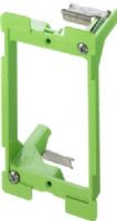 On-Q AC1010-01 One-Gang LV Bracket Retrofit; 3.75" Height; Rigid plastic retains shape for ease of alignment during installation; Reliable, side stabilizer tabs keep it aligned with the stud; Green color easily distinguishes openings for low voltage products; Convenient, metallic swing brackets clamp bracket in place; UPC 804428026051 (AC101001 AC1010 01 AC-1010-01 AC 1010-01) 