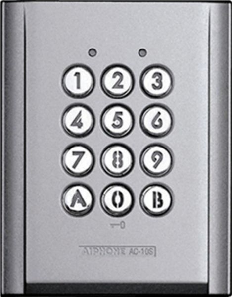 Aiphone AC-10S Standalone Surface Mount Access Keypad, Standalone access keypad, Capacity of up to 100 pin codes, 12-digit backlit keypad, 2 request-to-exit inputs, 12-terminal wiring block for easy connections, UPC 790143553128 (AC10S AC-10S AC 10S)
