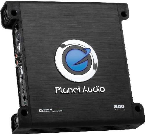 Planet Audio AC800.4 ANARCHY Full Range Class A/B Amplifier, 800 W MAX Power 4 Channel, 150 W X 4 RMS @ 2 ohm, 75 W X 4 RMS @ 4 ohm, 300 W X 2 RMS Bridged @ 4 ohm, Speaker Impedance 2 to 8 Ohms, Channel Separation 90 dB, S/N Ratio (A-Weighted) 102 dB, Frequency Response 20 Hz to 20 kHz +/-1 dB, Low Pass Filter 45 Hz to 90 Hz, UPC 636210104964 (AC8004 AC800-4 AC-800.4 AC800)
