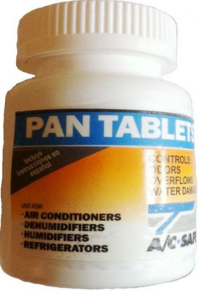 A/C Safe AC-913 Pan Tablets (30 Count); Effectively removes common bacteria, rancid odors, and slimy buildups that can result from collected water; Double strength; Prevents odors; Controls buildup; Use for Air Conditioners, Dehumidifiers, Humidifiers & Refrigerators; UPC 610635009134 (AC913 AC 913)