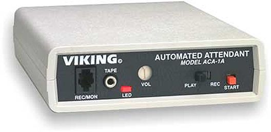 Viking Electronics ACA-1A Automated Call Attendant, Bilingual capabilities, Remote or local recording Bilingual capabilities, allows menu selection in two languages, Programmable ring delay, Professionally greets and processes calls, Works with Centrex, PBX, Hybrid Key and many electronic key systems with OPX or single line station capabilities, UPC 615687221145 (ACA 1A ACA-1A ACA1A)