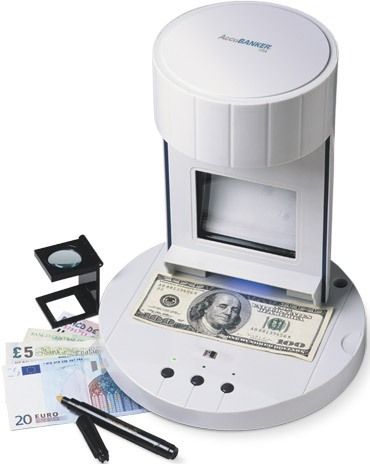 AccuBANKER D200 Tower Counterfeit Detection System; Ultraviolet Light + Magnetic Ink detection systems to your money counter for extra counterfeit protection; 8.5