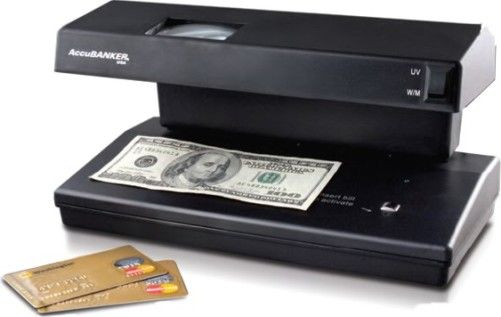 AccuBANKER D64 Counterfeit Money Detector (UV/MG/WM/MP), Equipped with two powerful 6W UV lamps (12W), Equipped with watermark verification window and a magnetic detection device, to further increase bill or document analysis capability, Includes a built-in magnifying lens for micro-printing verification, UPC 097241380640 (ACCUBANKERD64 ACCUBANKER-D64 D-64 D 64)
