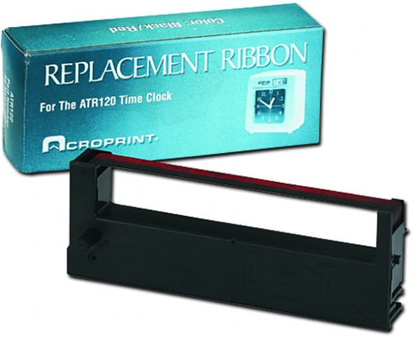 Acroprint 39-0127-000 Replacement Ribbon for ATR120 Time Recorder, Black/Red Time Clock; Genuine Acroprint replacement ribbon cartridge for Acroprint ATR120 timeclock; Black/red ribbon for two color printing; Easy loading for simple and quick replacement; Frame made of metal for maximum durability and quality; Genuine Acroprint ribbon as included with new Acroprint clocks; Accurate, clear output; Includes 1 ribbon; UPC 700580246323 (ACROPRINT 390127000 39 0127 000 39-0127-000 RIBBON)
