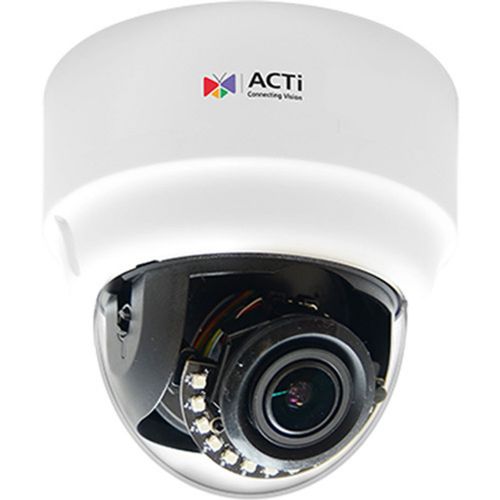 ACTi A16 Indoor Zoom Dome with Day and Night, 3MP, Adaptive IR, Extreme WDR, SLLS, 4.3x Zoom lens, f2.8-12mm/F1.4-2.8, P-Iris, Auto Focus, H.265/H.264, 1080p/30fps, 2D+3D DNR, Audio, MicroSDHC/MicroSDXC, PoE/DC12V, DI/DO; 3 Megapixel; Day and Night with Superior Low Light Sensitivity and Adaptive IR LED; 4.3x Zoom Lens with f2.8-12mm/F1.4-F2.8, P-Iris, Auto focus; Extreme WDR; H.265 Compression; Wide Angle; UPC: 888034010130 (ACTIA16 ACTI-A16 ACTI A16 INDOOR DOME 3MP)