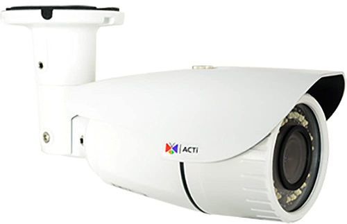 Acti A42 Outdoor Network Bullet Camera, 5MP Zoom Bullet with Day and Nigth, Adaptive IR, Extreme WDR, SLLS, 2.8x Zoom Lens, f3.6-10mm/F1.5-2.8, P-Iris, Auto Focus, H.265/H.264, 1080p/60fps, 2D+3D DNR, Audio, PoE/DC12V, IP66, IK10, DI/DO; 2592 x 1944 Resolution at 30 fps; IR LEDs for Illumination up to 98'; 3.6-10mm Varifocal Lens; 79.5 to 38.1 degrees Horizontal Field of View; 2-Way Audio Communication; UPC: 888034007970 (ACTIA42 ACTI-A42 ACTI A42 BULLET NETWORK NIGHT VISION 5MP)