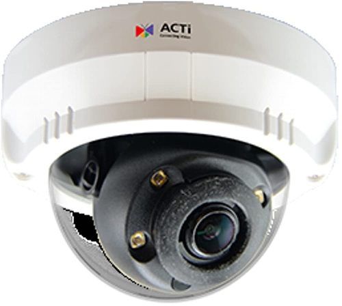 ACTi A63 Network Mini Dome Camera, 2MP, Adaptive IR, Advanced WDR, SLLS, 2.85x Zoom Lens, f2.8-8mm/F1.6, Adaptive Iris, Auto Focus, H.265/H.264, 1080p/30fps, 2D+3D DNR, Audio, MicroSDHC/MicroSDXC, PoE/DC12V, DI/DO; 1920 x 1080 Resolution at 30 fps; Up to 16' IR LED Range; 2.85x Zoom Lens with f/1.6 Aperture; 95-55 degrees Horizontal Viewing Angle; Input and Output for 2-Way Audio; microSD Memory Card Slot; RJ45 Ethernet; UPC: 888034011281 (ACTIA63 ACTI-A63 ACTI A63 INDOOR MINI DOME 2MP)