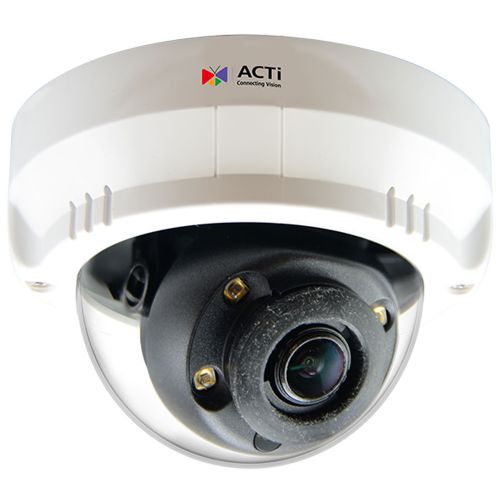 Acti A95 Network Mini Dome Camera, 2MP Indoor Mini Dome with Day and Night, Adaptive IR, Superior WDR, SLLS, Fixed Lens, f2.8mm/F2.0, H.265/H.264, 1080p/30fps, 2D+3D DNR, MicroSDHC, PoE; 2 Megapixel; Day and Night with Superior Low Light Sensitivity and Adaptive IR LED; Fixed Lens with f2.8mm/F2.0; Superior WDR; H.265 Compression; Wide Angle; Event trigger, response and notification; MicroSD Card Slot; UPC: 888034011595 (ACTIA95 ACTI-A95 ACTI A95 INDOOR MINI DOME 2MP)