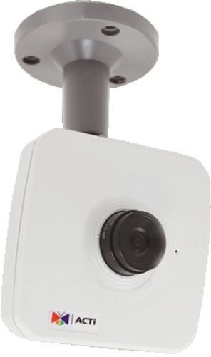 ACTi E13A Cube Camera with Basic WDR, 5MP; 2592 x 1944 Resolution at 15 fps; 2.8mm Fixed Lens; 92.6 degrees Horizontal Field of View; microSD Slot Supports Edge Storage; H.264 and MJPEG Compression; Simultaneous Dual Streaming; Can Be Wall or Ceiling Mounted; ONVIF-Compliant; 0.33