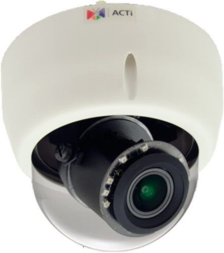 ACTi E618 3MP Indoor Zoom Dome Camera with Day/Night, Adaptive IR, Superior WDR, 4.3x Zoom Lens, f3.1-13.3mm/F1.4-4.0, P-Iris, Auto Focus (for installation), Progressive Scan CMOS Image Sensor, 1/3