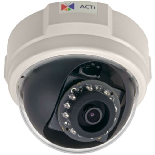 ACTi E64 Day and Night IR Indoor Dome Camera, 1MP, Adaptive IR, Superior WDR, Vari-Focal Lens, f2.8-12mm/F1.4, H.264, 720p/30fps, DNR, MicroSDHC/MicroSDXC, PoE, IK09; High Definition; Image Sensor with Progressive Scan CMOS; Built-In Varifocal Lens; Enhanced WDR; Digital Noise Reduction (DNR); Day and night function with mechanical IR cut filter; Minimum illumination of 0 lux with IR LEDs ON; UPC: 888034000834 (ACTIE64 ACTI-E64 ACTI E64 WIRED DOME 1MP)