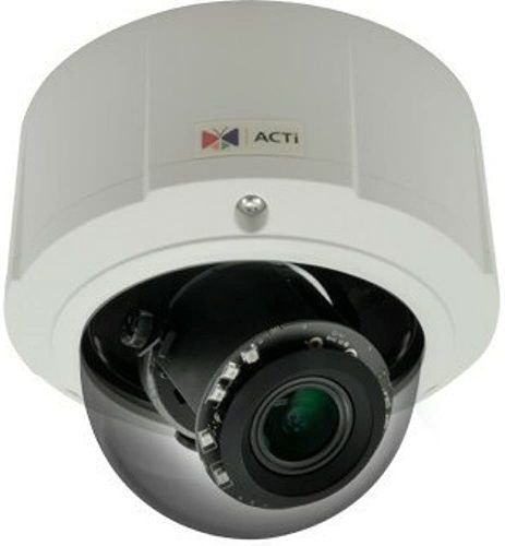 ACTi E815 5MP Outdoor Zoom Dome Camera with Day/Night, Adaptive IR, Superior WDR, 4.3x Zoom Lens, f3.1-13.3mm/F1.4-4.0, P-Iris, Auto Focus (for installation), Progressive Scan CMOS Image Sensor, 1/3.2