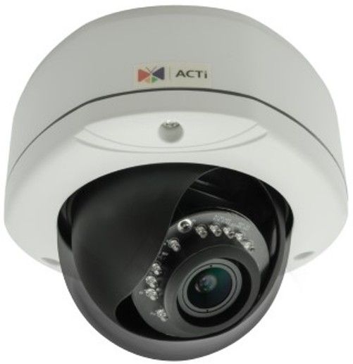 ACTi E86 3MP Outdoor Dome Camera with Day/Night, Adaptive IR, Superior WDR, Vari-focal Lens, f2.8-12mm/F1.4, Progressive Scan CMOS Image Sensor, 1/3