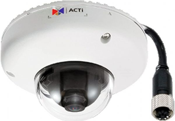 ACTi E918M Outdoor Network Dome Camera, 3MP with Superior WDR, M12 connector, Fixed Lens, f1.9mm/F2.8, H.264, 1080p/30fps, DNR, Audio, MicroSDHC/MicroSDXC, PoE, IP68, IK10, EN50155; 3 Megapixel; Fixed Lens with f1.9mm/F2.8; Superior WDR; Wide Angle; Super wide angle; Event trigger, response and notification; 2048 x 1536 Resolution at 20 fps; 1.9mm Fixed Lens; 126.4 degrees Field of View; 2-Way Audio; UPC: 888034004740 (ACTIE918M ACTI-E918M ACTI E918M INDOOR DOME CAMERA 3MP)