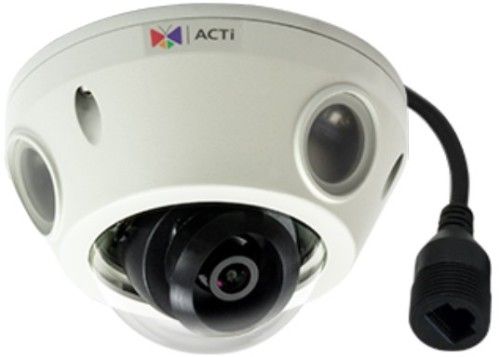 ACTi E928 Outdoor IP Dome Camera, 3MP Outdoor Mini Dome with Day and Night, Adaptive IR, Superior WDR, Fixed Lens, f2.93mm/F2.0, H.264, 1080p/30fps, 2D+3D DNR, Audio, MicroSDHC/MicroSDXC, PoE, IP68, IK10, EN50155; 3MP image sensor capable of recording in up to 1920 x 1080 at 30 fps and up to 2048 x 1536 at 20 fps; f2.93 mm/F2.0 fixed lens with a horizontal viewing angle of 85.7 degrees; Mechanical IR cut filter; UPC: 888034006102 (ACTIE928 ACTI-E928 ACTI E928 INDOOR DOME CAMERA 3MP)