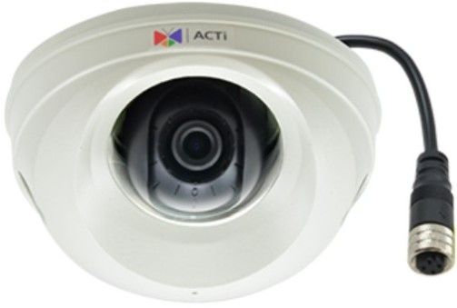 ACTi E99M Video Analytics Outdoor Mini Dome, 3MP with Extreme WDR, SLLS, M12 Connector, Fixed Lens, f2.1mm/F1.8, H.264, 1080p/60fps, 2D+3D DNR, Built-In Microphone, MicroSDHC/MicroSDXC, PoE, IP67, IK10, IEC60571, Built-In Analytics; 3 Megapixel Fixed Lens; Fixed Lens with f2.1mm/F1.8; Super wide angle; Built-in Analytics; Event trigger, response and notification; 1/2.8