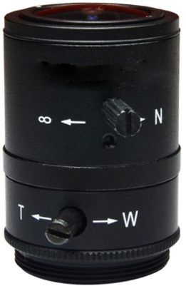 ACTi PLEN-0131 Vari-focal f2.8-12mm, Fixed Iris F1.4, Manual Focus, D/N, Megapixel, CS Mount Lens; For use with E11 and E13 Cube Cameras; Black finish; 3.3-9mm Vari-focal lens type; CS mount lens; Megapixel; Fixed Iris F1.4; Manual Focus, Day/Night; Dimensions: 5