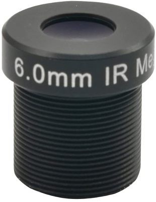 ACTi PLEN-4104 Fixed Focal f6.0mm, Fixed Iris F1.8, Fixed Focus, D/N, Megapixel, Board Mount Lens; For use with Mini Dome Cameras; 6.0mm fixed length; Board lens mount with fixed focus; Day/night functionality; F1.8 fixed iris; Suitable for D91, D92, E91, E92 cameras; Black finish; Dimensions: 5