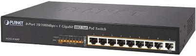 ACTi PPSW-0100 PLANET FGSD-910HP 8-Port 802.3at PoE Switch (PoE Budget 120W); For use with Cube Cameras, Box Cameras, Bullet Cameras, Dome Cameras, PTZ Cameras, Covert Cameras, Doord Station and Video Encoder; Hardware based 10/100Mbps auto-negotiation and auto MDI/MDI-X (Port 1 to Port 8); Hardware based 10/100/1000Mbps auto-negotiation and Auto MDI/MDI-X (Port 9); UPC 88803400738 (ACTIPPSW0100 ACTI-PPSW0100 ACTI PPSW-0100 NETWORK STOREGE PERIFERICAL)
