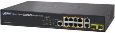 ACTi PPSW-0102 PLANET FGSD-1011HP 8-Port 802.3at PoE Switch (PoE Budget 120W); 4K MAC Address Table; 30W Per-Port; Gigabit-Uplink; PoE+; Fanless; AC-Power; Port-LAN; For use with Cube Cameras, Box Cameras, Bullet Cameras, Dome Cameras, PTZ Cameras, Covert Cameras, Doord Station and Video Encoder; Dimensions: 9.66