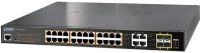 ACTi PPSW-1101 PLANET GS-4210-24PL4C 24-Port Gigabit 802.3at Managed PoE Switch (PoE Budget 440W); 30W PoE; PoE-Schedule; 802.1Q VLAN; mstp; 1GMP Snooping; IPv6/IPv4 ACLQoS; Web Client, Telnet; For use with Cube Cameras, Box Cameras, Bullet Cameras, Dome Cameras, PTZ Cameras, Covert Cameras, Doord Station and Video Encoder; Dimensions: 18.32"x2.75"x12.81"; Weight: 23.1 pounds; UPC 888034007406 (ACTIPPSW1101 ACTI-PPSW1101 ACTI PPSW-1101 NETWORK STOREGE PERIFERICAL) 
