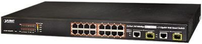 ACTi PPSW-3100 PLANET FGSW-1816HPS 16-Port 802.3at PoE Switch (PoE Budget 220W); 802.3at 802.3af End-span; 30W PoE; 802.1Q VLAN; qos; 1GMP Snooping; For use with Cube Cameras, Box Cameras, Bullet Cameras, Dome Cameras, PTZ Cameras, Covert Cameras, Doord Station and Video Encoder; Dimensions: 4.819