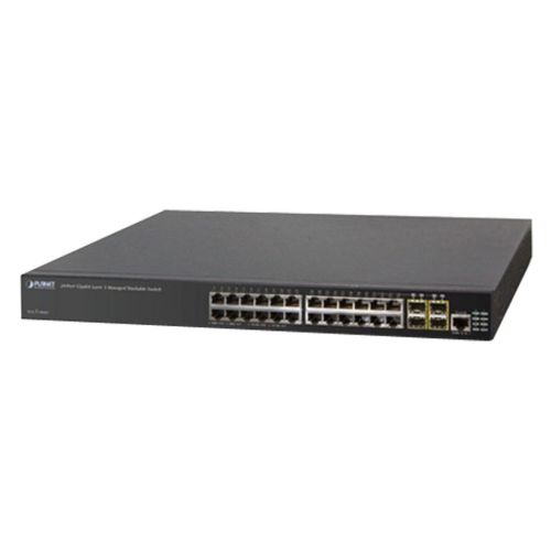 ACTi PPSW-4200 PLANET XGS3-24042 24-Port Gigabit and 4-Port 10G SFP Layer 3 Stackable Managed Ethernet Switch; L3 RIP Routing; L3 OSPF Routing; SSL-SSH; IPv6-Management; 10Gbps SFP+; Dimensions: 4.47