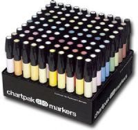 Chartpak AD100 AD, Marker 100-Color Set; Non-toxic, solvent-based markers do not streak or feather and are ideal for artistic use on traditional and non-traditional surfaces such as paper, acrylics, ceramics, and more; Colors subject to change; Dimensions 9" x 9" x 6.25"; Weight 7.80 Lbs; UPC 014173164605 (CHARTPAKAD100 CHARTPAK AD100 AD 100 CHARTPAK-AD100 AD-100) 