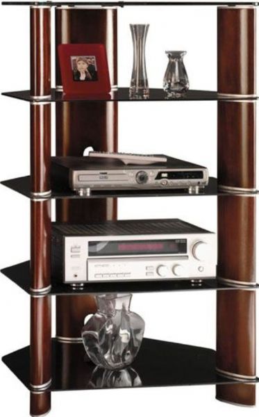 Bush AD11540A-03 Audio Tower, Segments Collection, Rosebud Cherry Finish, coordinates with VS11536A-03 Video Base, Fixed, tempered glass shelves,Back panel provides rear wire access and concealment (AD11540A 03 AD11540A03 AD11540A VS11536A 03 VS1153A03)