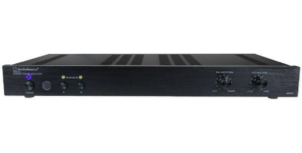 AudioSource AD3002 2 x 150W Digital Amplifier; Black; 150 watts x 2 into 8 ohms or 275 watts into 4 Ohms; 600 Watts when bridged into a single 8 Ohm load; High efficiency switching amplifier design; Front panel volume and balance controls; Binding post A and B speaker connectors; A and B speaker switching; UPC 041087906588 (AD3002 AD-3002 ASAD3002 AD3002-AS AUDIO-SOURCE-AD3002 AD3002-AUDIOSOURCE)