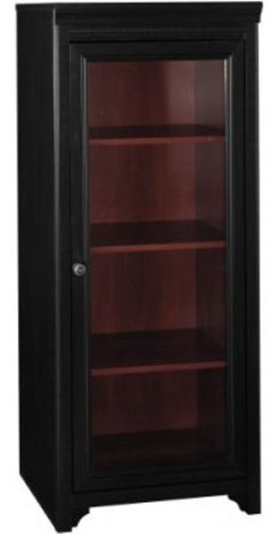 Bush AD53940-03 Stanford Audio Cabinet, 2 adjustable shelves and 1 fixed shelf in the cabinet, Back panel has rear access for wire management, Decorated with dentil molding, Antique black finish (AD53940 03 AD5394003 AD53940 AD-53940 AD 53940)