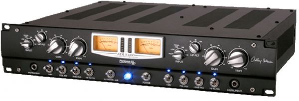 PreSonus ADL 600 Two-Channel High-Voltage Tube Preamp, Mic, line and instrument inputs, High-voltage, Class A, dual-transformer, vacuum-tube preamp, 3 military-grade vacuum tubes per channel, Input-source select, Variable mic-input impedance (150, 300, 900, 1,500 Ohms), Variable high-pass filter (40, 80, 120 Hz), 8-position Gain switch (ADL600 ADL-600)
