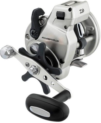 Daiwa ADP17LCB AccuDepth Plus-B Walleye Special Line Counter Reel with Dual Paddled Handle, Direct-drive counter measures in feet, One-piece composite frame, Machine-cut brass gears, Auto-engage clutch, Ball bearing drive, Smooth Teflon impregnated felt drag, Spool click, MH FW/L SW Action, 1BB Bearings, 5.1:1 Gear Ratio, 24.8