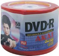 Akai ADVDR50CP DVD+R 50 pack cake 16x 120 min 4.7GB, Polycarbonate, 120 min. Video Record, Digital Storage Solution, Dye Recording Layer, 650 nm Recording Wavelength, 45 to 85 % Reflectivity, 0.74 ìm Track Pitch, 0.4 ìm Minimum Pit Length (ADVDR 50CP ADVDR-50CP ADVDR50C) 