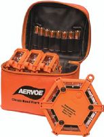 Aervoe 1148 Classic Road Flare Kit, 4 flare kit with Red LEDs, Red; 4 orange flares and sof sided nylon carry bag; Crushproof; Waterproof and will float; 7 Flash patterns; Visible up to 1 mile; Magnet to attach to any magnetic surface; Includes 8 AA batteries and 2 hex wrenches for battery replacement; Operating Temperature 14F to 122F; Weight 3 lbs; UPC 088193011485 (AERVOE1148 AERVOE-1148 AERVOE 1148) 