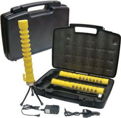 Aervoe 1157 Baton Traffic Flare Kit, 3-flare kit with Amber LEDs, Safety Yellow; 15 amber LEDs visible up to 1 mile; 1 Half-watt flashlight; Waterproof and floats; Crush proof; Corrosion proof; High strength magnets attach to metal surfaces; UPC 088193011577 (AERVOE1157 AERVOE-1157 AERVOE 1157)