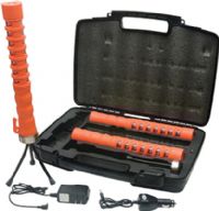 Aervoe 1158 Baton Traffic Flare Kit, 3-flare kit with Red LEDs, Safety Orange; 15 red LEDs visible light range up to 1 mile; 1 Half-wattt flashlight; Waterproof and floats; Crush proof; Corrosion proof; High strength magnets attach to metal surfaces; UPC 088193011584 (AERVOE1158 AERVOE-1158 AERVOE 1158) 