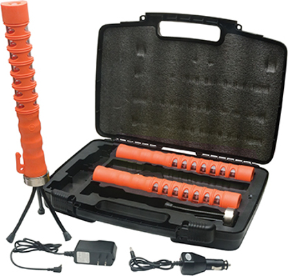 Aervoe 1158 Baton Traffic Flare Kit, 3-flare kit with Red LEDs, Safety Orange; 15 red LEDs visible light range up to 1 mile; 1 Half-wattt flashlight; Waterproof and floats; Crush proof; Corrosion proof; High strength magnets attach to metal surfaces; UPC 088193011584 (AERVOE1158 AERVOE-1158 AERVOE 1158)