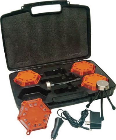 Aervoe 1168 Super Road Flare Kit, 4-flare kit with Red LEDs, Safety Orange; Kit includes 4 Super LED Road Flares; Each flare has 24 super bright LEDs that are visible up to 2 miles; 7 flashing patterns including SOS Rescue (Morse Code); Intrinsically safe design with a rubber-tight seal (not certified); UPC 088193011683 (AERVOE-1168 AERVOE 1168 AERVOE1168)
