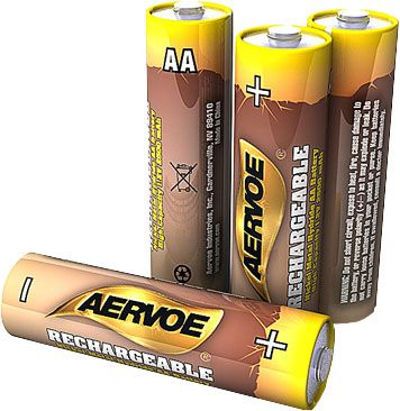 Aervoe 1400 AA Rechargeable Batteries 1.2V 2500 mAh NiMH in 4-pack, 4 High capacity nickel metal hydride batteries, Excellent for electronics, The only battery that can charge an iPhone, Can be used in any device that uses AA batteries, When placed in our 14-Watt Power Hub 9614 can power other devices that are 5V USB compatible, Weight 0.75 lbs, UPC 088193014004 (AERVOE1400 AERVOE-1400 AERVOE 1400)