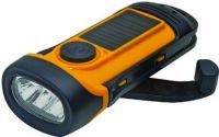 Aervoe 7425 Solar Waterproof Flashlight, Yellow Color, Submersible to 33 feet, 3 LEDs operate on high (3 LEDs) low (1 LED) or all 3 flashing, Full solar charge in 6 hours, Charge by dynamo hand crank for up to 1 hour of use, Dimensions 5.82” x 2.44” x 1.77”, Weight 0.67 lbs, UPC 769372074254 (AERVOE7425 AERVOE-7425 AERVOE 7425) 