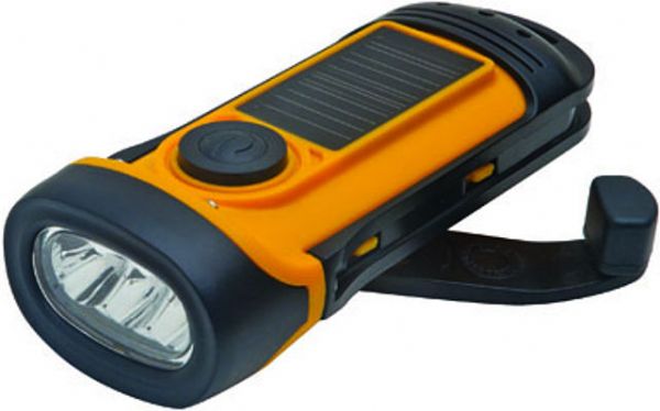Aervoe 7425 Solar Waterproof Flashlight, Yellow Color, Submersible to 33 feet, 3 LEDs operate on high (3 LEDs) low (1 LED) or all 3 flashing, Full solar charge in 6 hours, Charge by dynamo hand crank for up to 1 hour of use, Dimensions 5.82 x 2.44 x 1.77, Weight 0.67 lbs, UPC 769372074254 (AERVOE7425 AERVOE-7425 AERVOE 7425)
