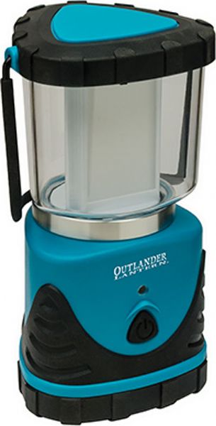 Aervoe 7441 Outlander Lantern, Blue/Black Color; Low, high and SOS lighting; 300 lumens on high setting; Operates 135 hours on low and 25 hours on high setting; Hang it upside down from the handle or from the recessed hook for downward light; A green LED on the front blinks for easy location in the dark; Operates from 3-D size batteries (not included); UPC 769372074414 (AERVOE7441 AERVOE-7441 AERVOE 7441)