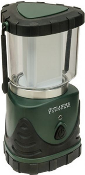 Aervoe 7442 Outlander Lantern, Forest Green/Black; Low, high and SOS lighting; 300 lumens on high setting; Operates 135 hours on low and 25 hours on high setting; Hang it upside down from the handle or from the recessed hook for downward light; A green LED on the front blinks for easy location in the dark; Operates from 3-D size batteries (not included); UPC 769372074421 (AERVOE7442 AERVOE-7442 AERVOE 7442)