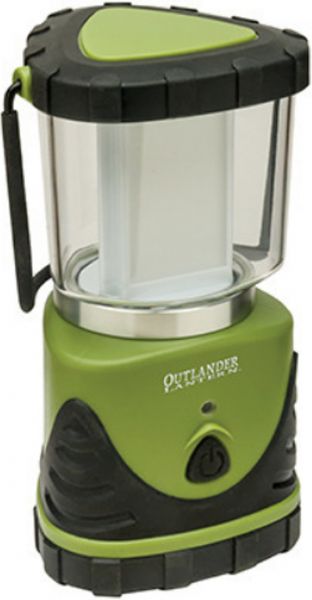 Aervoe 7443 Outlander Lantern, Brite Green/Black; Low, high and SOS lighting; 300 lumens on high setting; Operates 135 hours on low and 25 hours on high setting; Hang it upside down from the handle or from the recessed hook for downward light; A green LED on the front blinks for easy location in the dark; Operates from 3-D size batteries (not included); UPC 769372074438 (AERVOE7443 AERVOE-7443 AERVOE 7443)